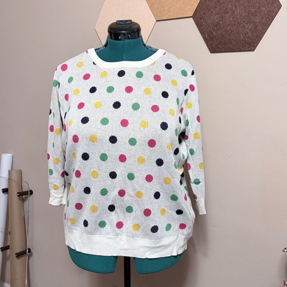 Modcloth Polka Dot Sweater - White, Pink, Yellow, Green, Black